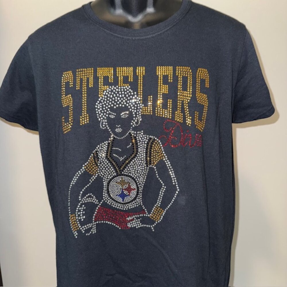 Graphic Rhinestone Steelers Diva T-shirt
